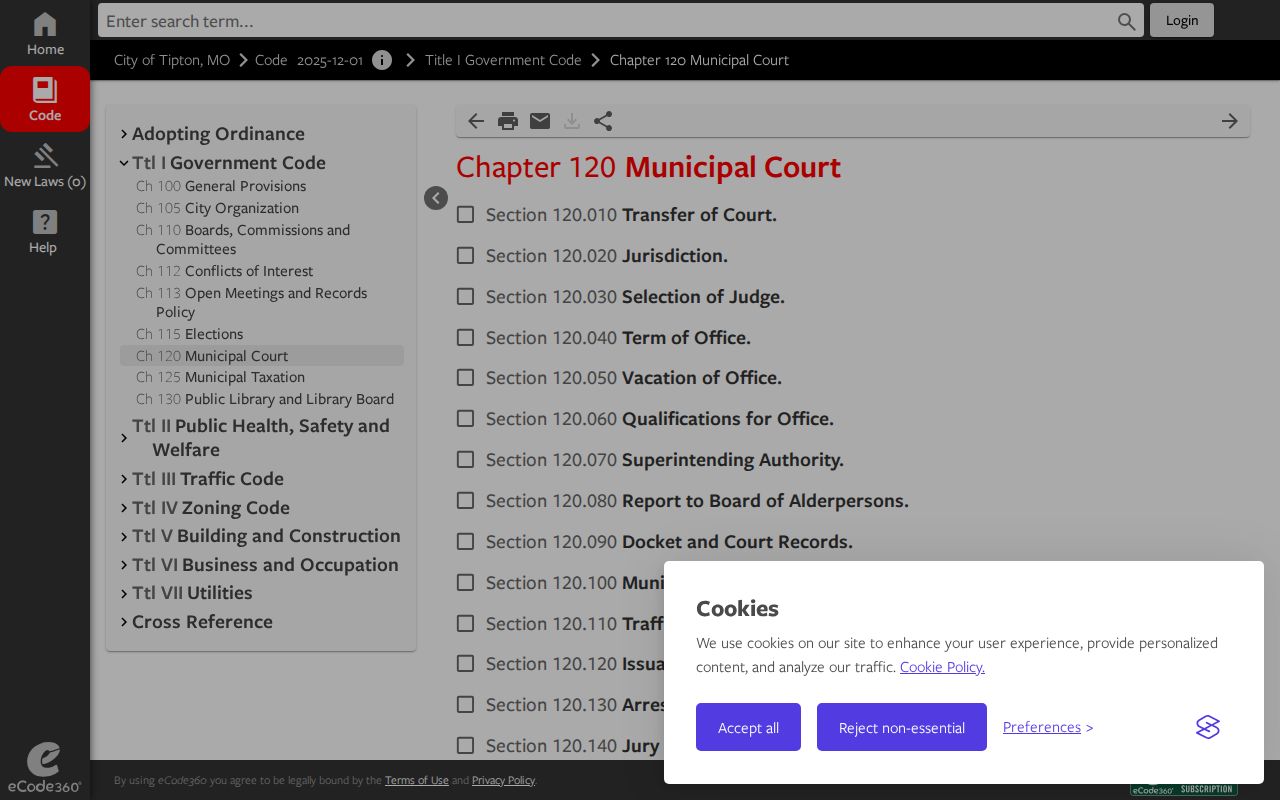 Tipton municipal ordinance used in Moniteau County court case lookup